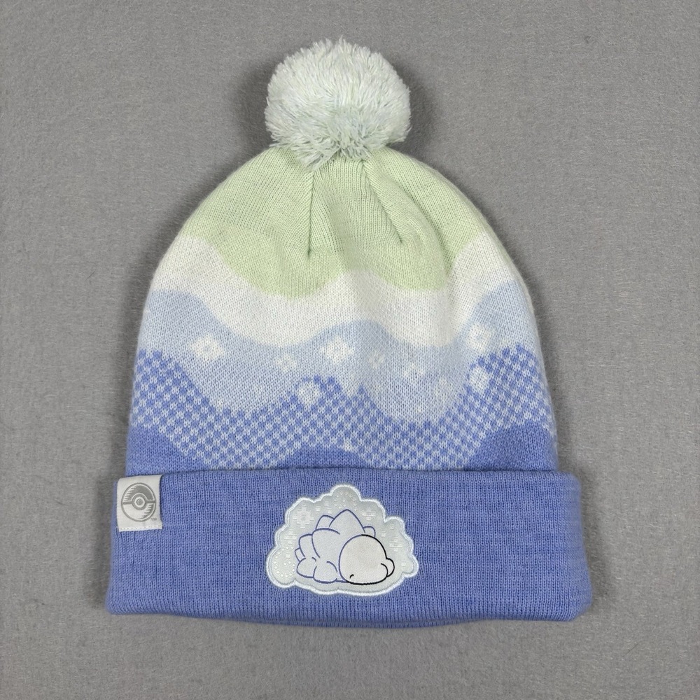 Official Pokémon Center Snom Knit Beanie Hat Unisex OSFM Pom Pom Blue Green